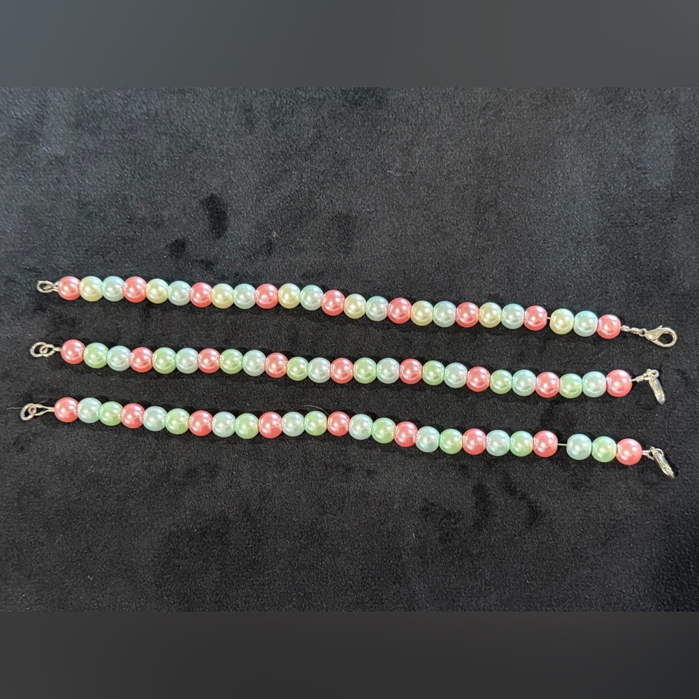 Chic Beaded Bracelet with Pink Blue and Green Beads